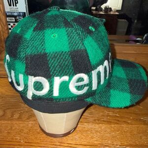 Vintage Y2K Supreme Green/Black Plaid Hat! From the early years of Supreme!